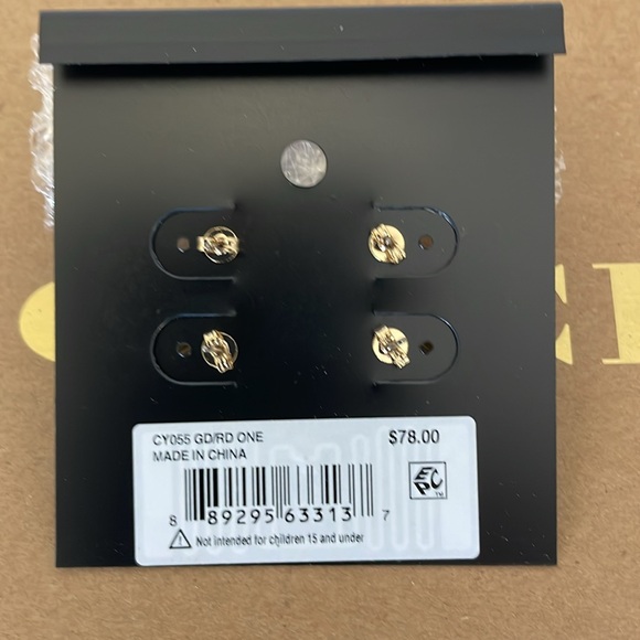 NWT Heart Stud Earrings Set Red Gold and Cubic Zirconia - Picture 3 of 4